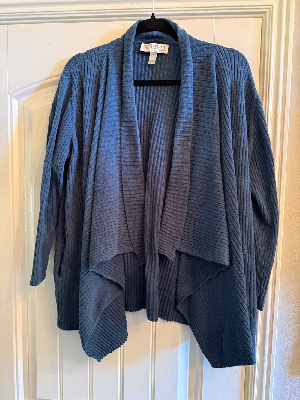 Open-Front Draped Cardigan in Blue